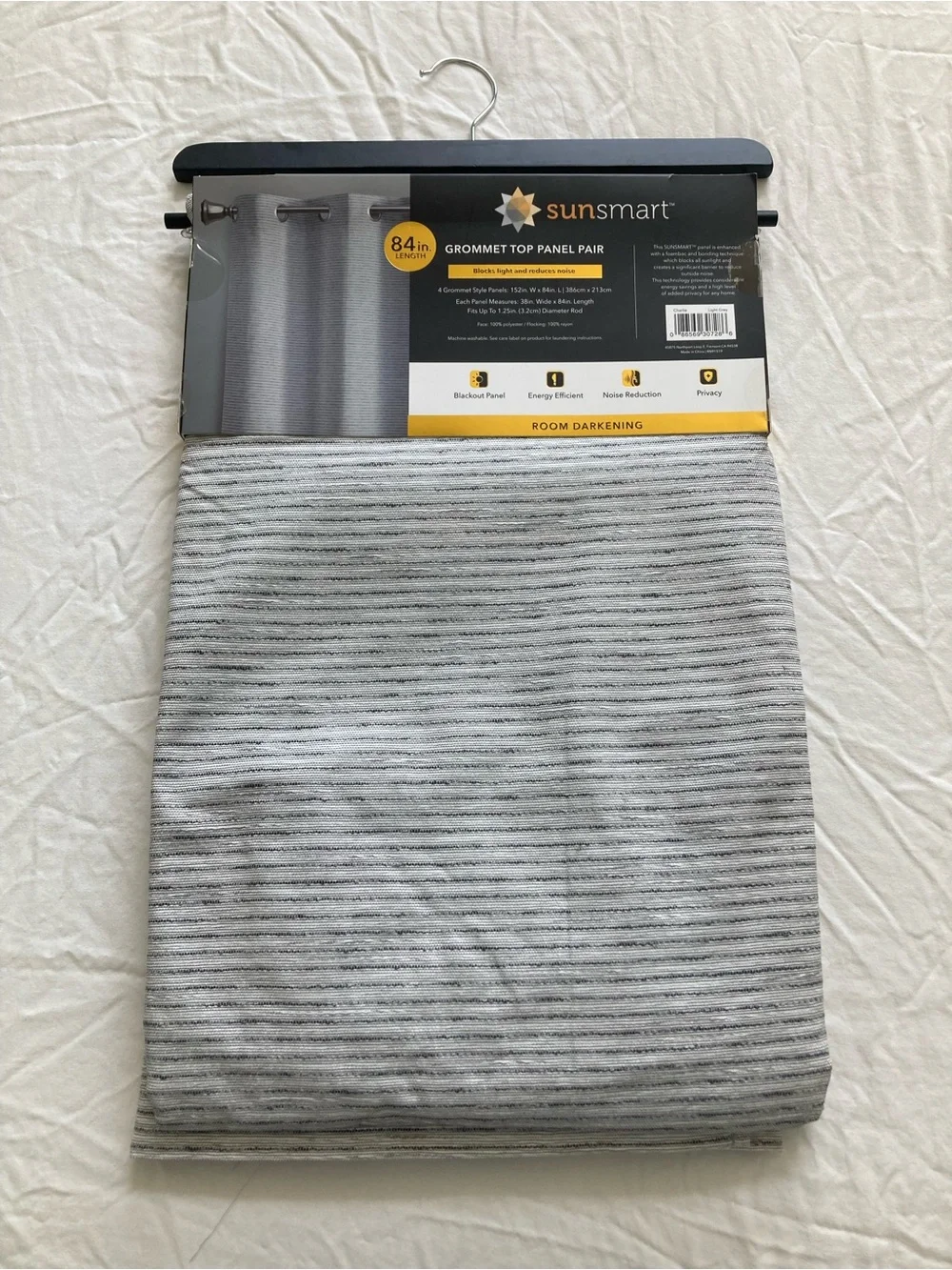 4 Panels Light Gray Grommet-Top Blackout Room Darkening Curtains 84” length